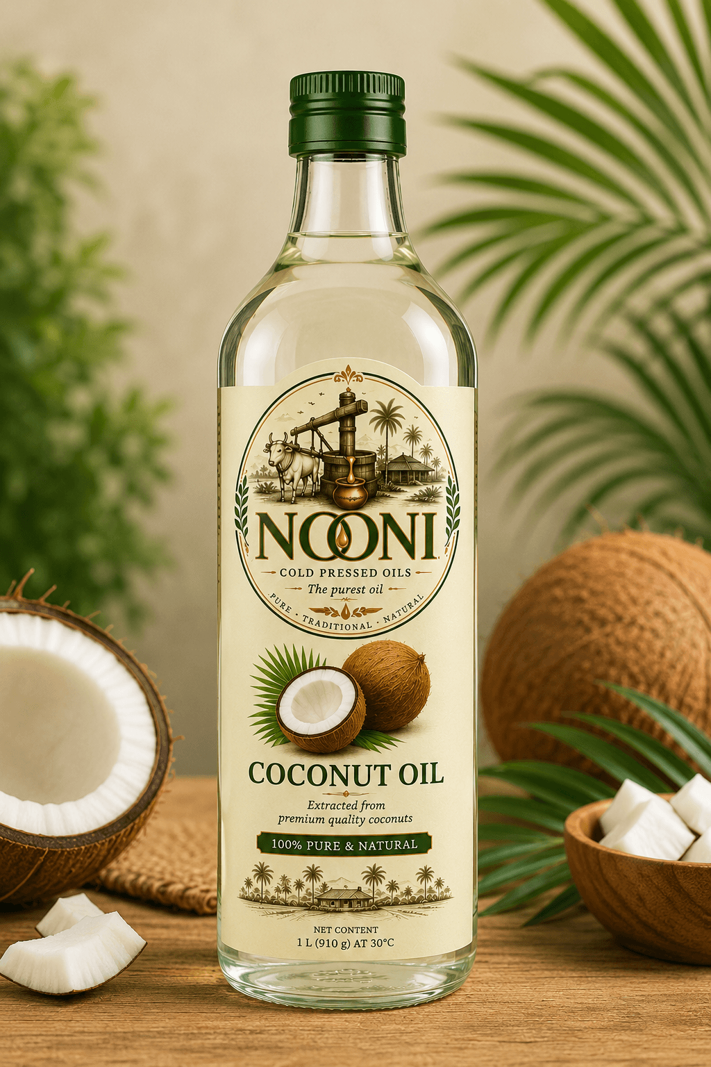 NOONI Coconut Oil — cold-pressed, wood-pressed, chemical-free