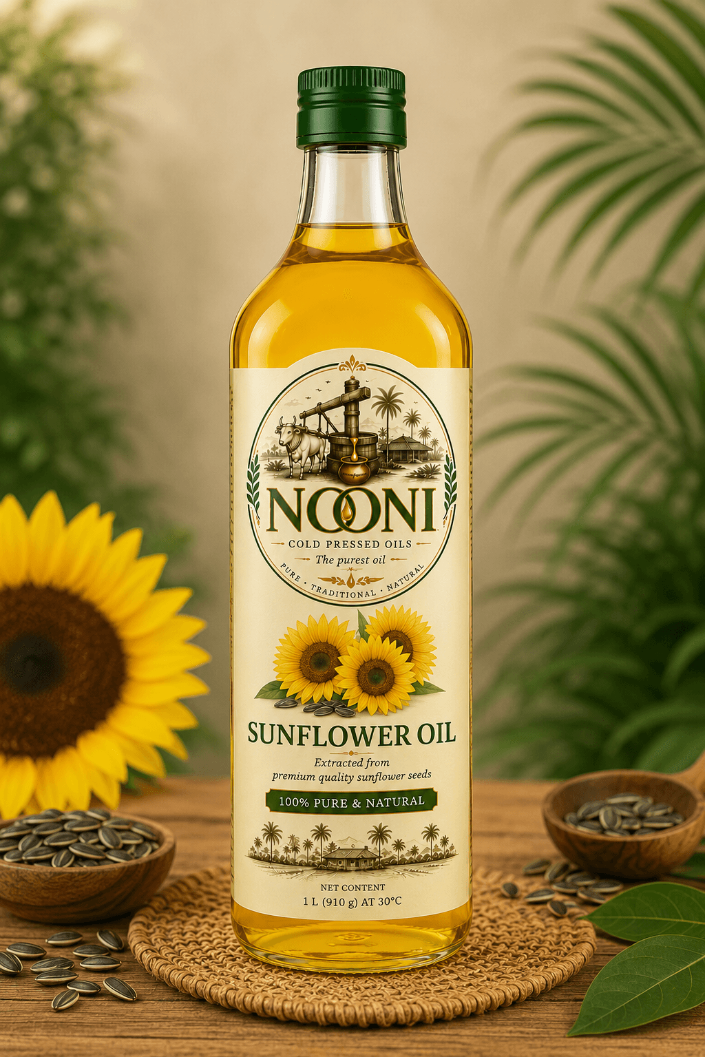 NOONI Sunflower Oil — cold-pressed, wood-pressed, chemical-free